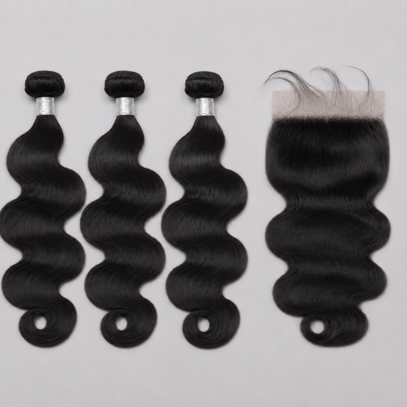 Brazilian Body Wave 3 Bundles + 5x5 HD Lace Closure